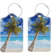 Luggage Tags for Suitcases, 2 Pack Cute PU Leather Suitcase Tag Identifiers TSA Approved with Sta...
