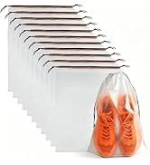 12 Pcs Shoe Bags for Travel, PLULON Clear Drawstring Travel Shoe Bags for Packing Waterproof Dust...