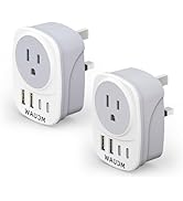 2 Pack Ireland Travel Plug Adapter Set WAUDM, Type G Power Outlet Adapter with 2 USB C and 2 USB ...