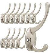IBosins 12 Pack Silver Coat Hooks Wall Mounted with 24 Screws Retro Double Hooks Utility Silver H...