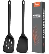 Silicone Cooking Spatula&Slotted Spatulas, Pack of 2,Solid Turner Kitchen Utensils Set for Cookin...