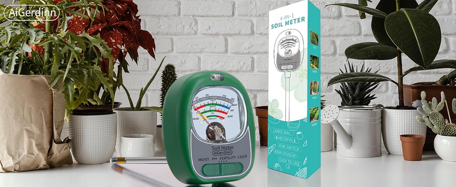 4in1 soil tester, soil moisture meter indoor soil ph plant garden meter