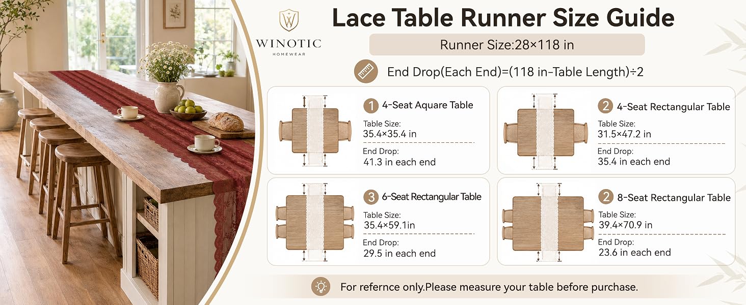 28 inches * 118 inches table runner 3pcs
