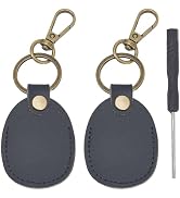 CALFOVERA 1 Box 3PCS PU Leather Blank Keychains Oval Double Side Key Fob with Screwdriver Rotatab...