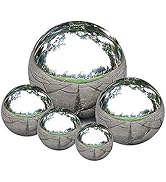 Nerien Gazing Ball, Stainless Steel Garden Mirror Globe, Polished Ornament Sphere, Hollow Floatin...