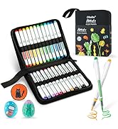 Ohuhu Acrylic Paint Markers Direct Liquid: 24 Colors Flexible Brush Tip Acrylic Markers High Opac...