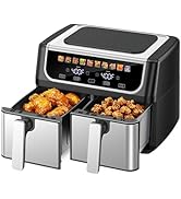 OLIXIS Dual Basket Air Fryer, 9.5 Quart Large Air Fryer with Double Basket, Independent TEMP Cont...