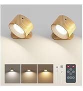 Kitloo LED Wall Sconces, Rechargeable Wall Mounted Lamps w/Remote, 360°Magnetic Rotating Wall Lig...