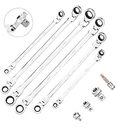 BULLTOOLS 6-Piece Flex-Head Extra Long Ratcheting Wrenches Double Box End Chrome Vanadium Steel 7...