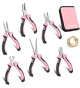 COMOWARE 6-Piece Mini Pliers Set, Needle Nose, Long Nose, Bent Nose, Diagonal, End Cutting and Li...