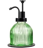 SheeChung 8 Oz Glass Soap Dispenser Bathroom, Green Liquid Hand Soap Dispenser with Pump, Refilla...