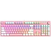 FOXXRAY HKM-95 Wired Mechanical Gaming Keyboard, Full-Size RGB Backlit with Media Control Knob, O...