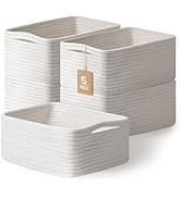 5 Pack Small Woven Storage Baskets for Shelves - Decorative Baskets for Organizing Toys, Bathroom...