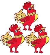 U-Sky Sew or Iron on Patches, 3pcs Chicken Rooster Iron Patches for Clothing, Red Patches for Bac...