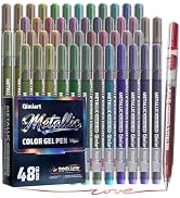 Joyask Metallic Gel Pens, 48 Colored Pens for Black Paper & White Paper, 1.0 mm Point Colorful Pe...