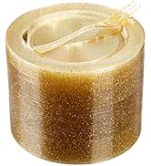 WELLIFE 120 Guests Gold Glitter Plastic Plates and Dessert Forks, 6.5 inch Disposable Dessert Pla...