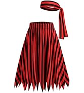 Mavikim Womens Pirate Skirt Headscarf Accessories Halloween Cosplay Costume Renaissance Stripes D...