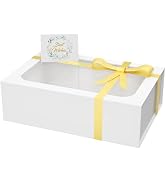 PSHVYM Large Gift Box with Window, 13.5x9x4.3 In White Gift Box for Presents Magnetic Lids Collap...