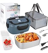 PHIWILLS 80W Electric Lunch Box 1.5L Container Food Warmer Heater, 12V/24V/110V Heated Lunchbox f...