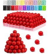 120PCS FIVEIZERO Silicone Beads for Keychain Making, 15mm Strawberry Red Round Silicone Rubber Fo...