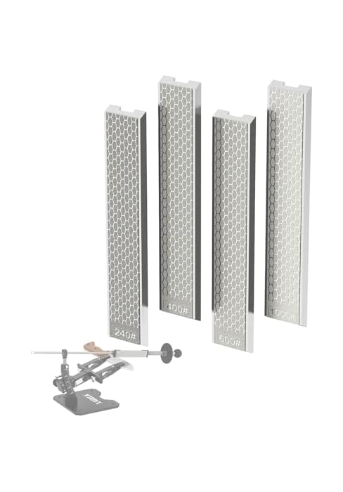 XARILK 4 PCS Diamond Knife Sharpening Stones Set with Aluminum Base 6.2×0.9", Diamond Plates Kit ...