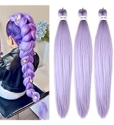 Kids Purple Braiding Hair Pre Stretched Colored Purple Braiding Hair | Braiding Hair for Braids a...