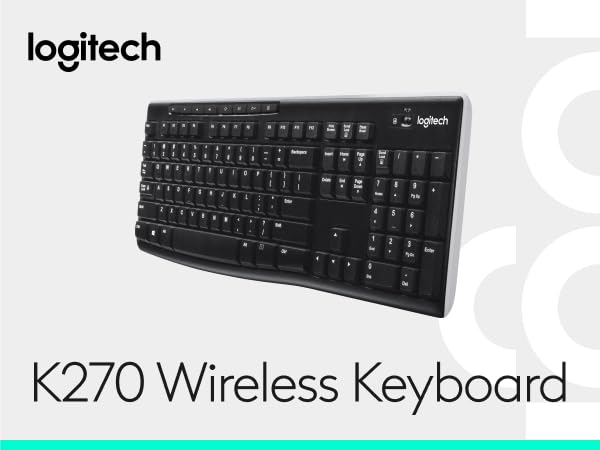 Logitech K270 Wireless Keyboard for Windows, 2.4 GHz Wireless, Full-Size, Number Pad