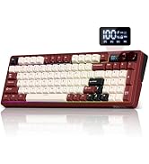 RK ROYAL KLUDGE M100 Wireless Mechanical Keyboard w/Screen & Dual Knobs, Tri-Mode Gasket Mount Ga...