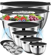 DUTZUN Mixing Bowls with Lids Set - 16pcs Stainless Steel Mixing Bowl Set inkl. 6 Prep Bowls with...