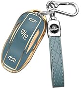 QBUC for Tesla Key Fob Cover with Keychain Car Key Case Compatible with Tesla Model S Smart Remot...