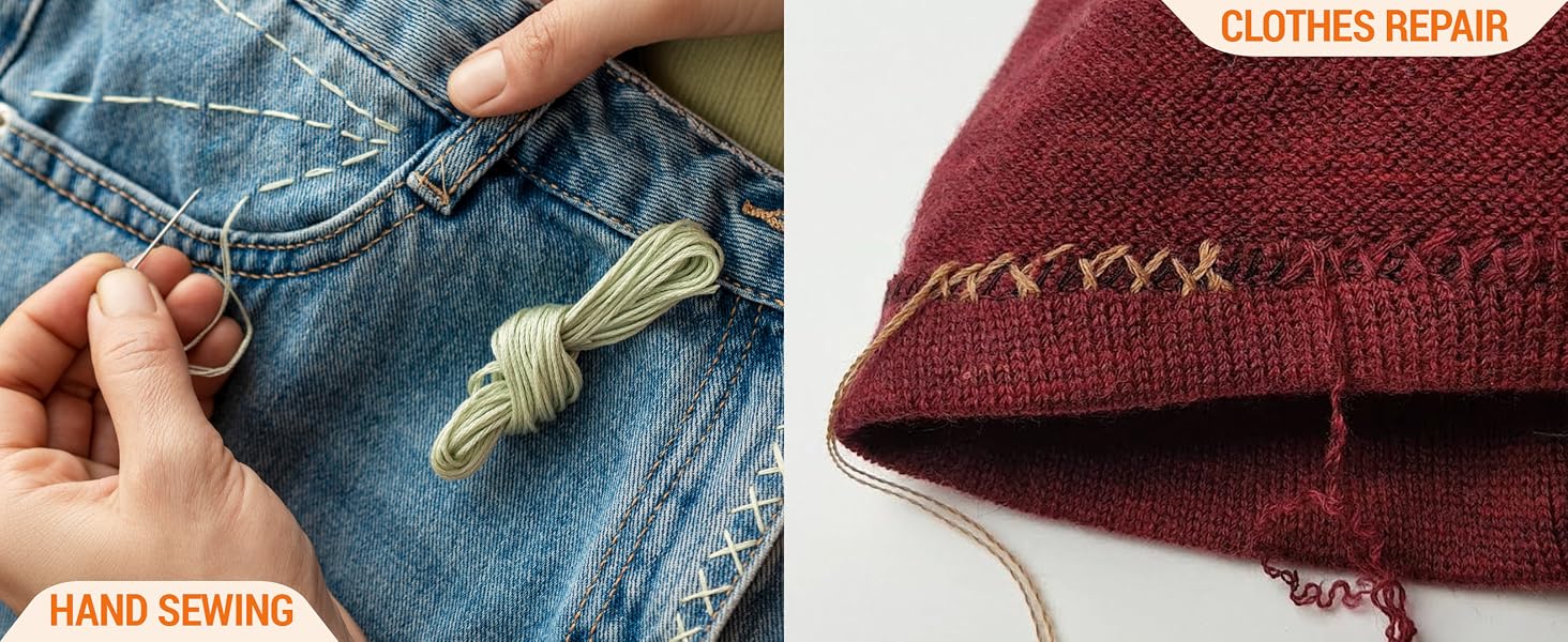 Processes with large eye sharp needles - hand sewing and clothes repair