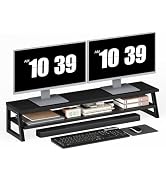HOOBRO 2-Tier Dual Monitor Stand Riser, 39 Inch Large Computer Monitor Stand for 2 Monitors, Comp...