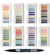 YOUDEFUL 1600pcs Translucent Page Markers,Morandi Sticky Note Tabs with Binders,Repositionable Bo...