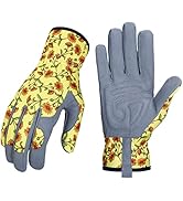 Bamllum Leather Gardening Gloves for Women - Working Gloves for Weeding, Digging, Planting, Rakin...