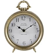 NIKKY HOME Table Clocks, Vintage Desk Clocks Silent Non-Ticking Battery Operated Decorative Shelf...