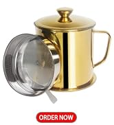 Larger Capacity Bacon Grease Container with Fine Mesh Strainer