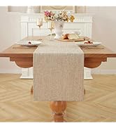 Alsoo Beige Linen Table Runners 72 Inches Long Rustic Small Table Runners Boho Farmhouse Table Ru...