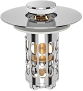 Upgraded 3 in 1 Bathroom Sink Drain Strainer,Pop Up Bathroom Sink Stopper with Removable Metal Fi...