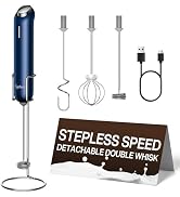 InstaWhisk Milk Frother with Variable Speed, Rechargeable Coffee Frother Wand with Detachable Dou...