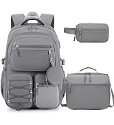 Similove Backpack for Teen Girls, 3PCS School Backpack for Girls Boys with Lunch Box & Pencil Cas...