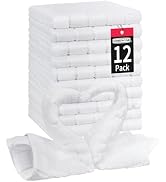 HOMERHYME Microfiber Washcloths Face Towel, 12 Pack White Towels Fingertip Washcloth, Soft Lint F...