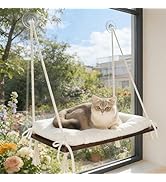 CHEERPALS Cat Window Perch for Indoor Cats, Wooden Cat Bed for Window with Washable Cushion, Hang...