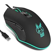 IULONEE USB Type C Wired Mouse,Silent Computer Mouse Optical Gaming Mice Ergonomic 7 LED Backligh...