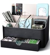 KINGFOM Desk Organizer with Drawer, Multifunction Pencil Holder for Desk, Desk Organizer and Acce...