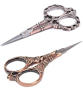 BIHRTC 2 Pairs Sewing Scissors Vintage European Style Flower Pattern Needlework Embroidery Stainl...