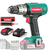 Cordless Hammer Drill Driver 18V, HYCHIKA 400 In-lbs Torque Power Drill with Auxiliary Handle, 1/...