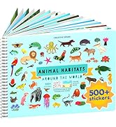 CUPKIN Animals Habitat 500+ Kids Sticker Book Toddler Airplane Travel Activity Coloring and Stick...