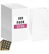 qiqee 100Pcs Treat Paper Bags 5.1"x3.1"x9.4" White Party Favor Bag Mini Snack Bag without Handle