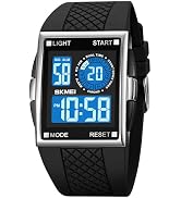 FANMIS Men's Rectangle Dial Sports Wrist Watches with 7 Colors Optional LED Backlight Multifuncti...