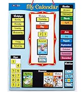 ZazzyKid Magnetic Calendar & Weather Chart for Kids - Preschool Daily Calendar Learning for Days ...